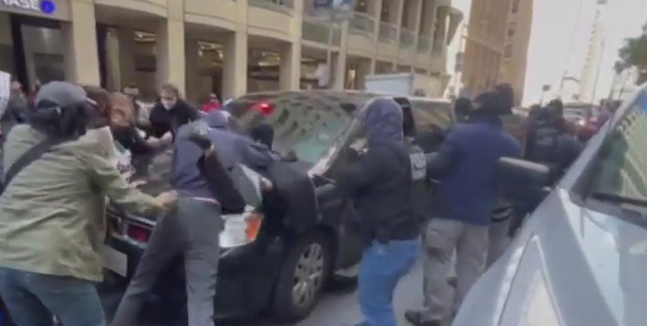 Video: Protesters and ICE agents clash, scuffle in San Francisco