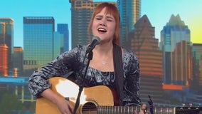 Grace Pettis performs in FOX 7 Austin studios