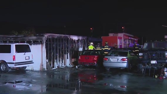 Fire near Belmont car dealership, auto repair shop