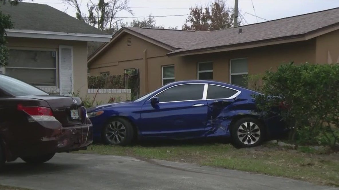 Police pursuit ends in woman's yard, destroying her car