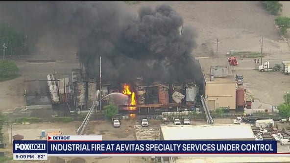 Industrial fire in Detroit seen for miles