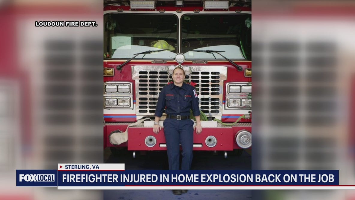 Virginia firefighter returns to work after house explosion
