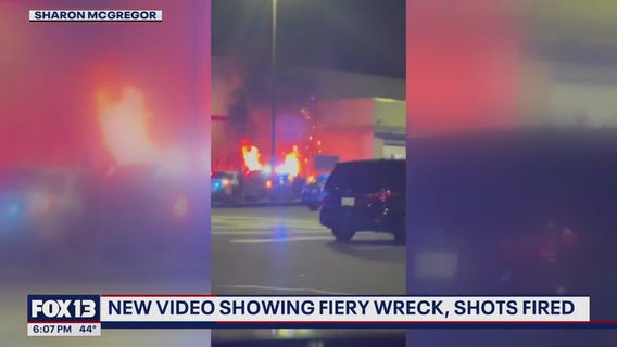 Fiery wreck, Marysville police shooting caught on camera