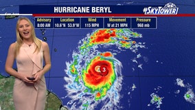 Hurricane Beryl now Category 3 storm headed for Caribbean