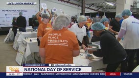 Volunteers gather for a National Day of Service