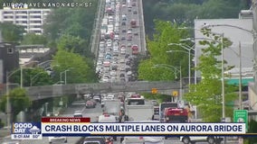 Crash blocks multiple lanes on Seattle's Aurora Bridge SR 99