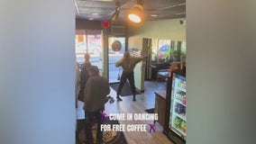 Customers dance for free coffee