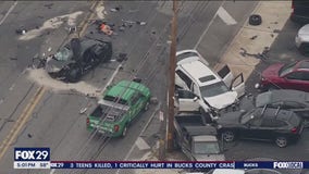 7-car crash shuts down Chester Pike in Prospect Park