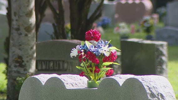 Army veteran cleans graves at cemetery