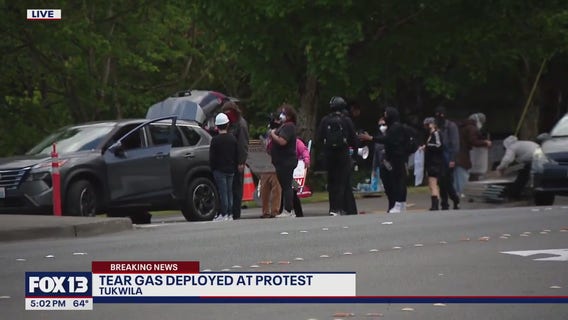 Tear gas deployed at anti-ICE protest in Tukwila, WA