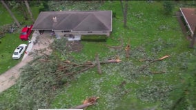 Drone video shows storm damage in Chicago suburbs