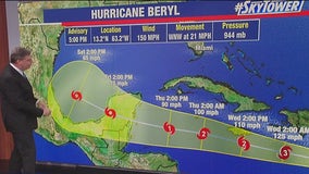 Hurricane Beryl packing 150 mph winds