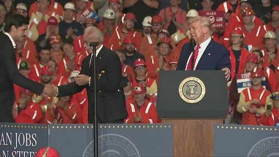 Trump presented with jersey by legendary Steelers player
