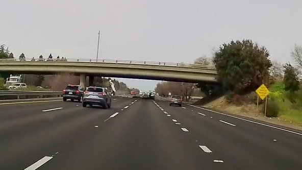 Dramatic dashcam footage shows moment Sacramento driver flies off busy overpass