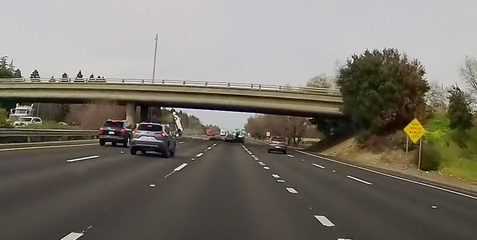 Dramatic dashcam footage shows moment Sacramento driver flies off busy overpass