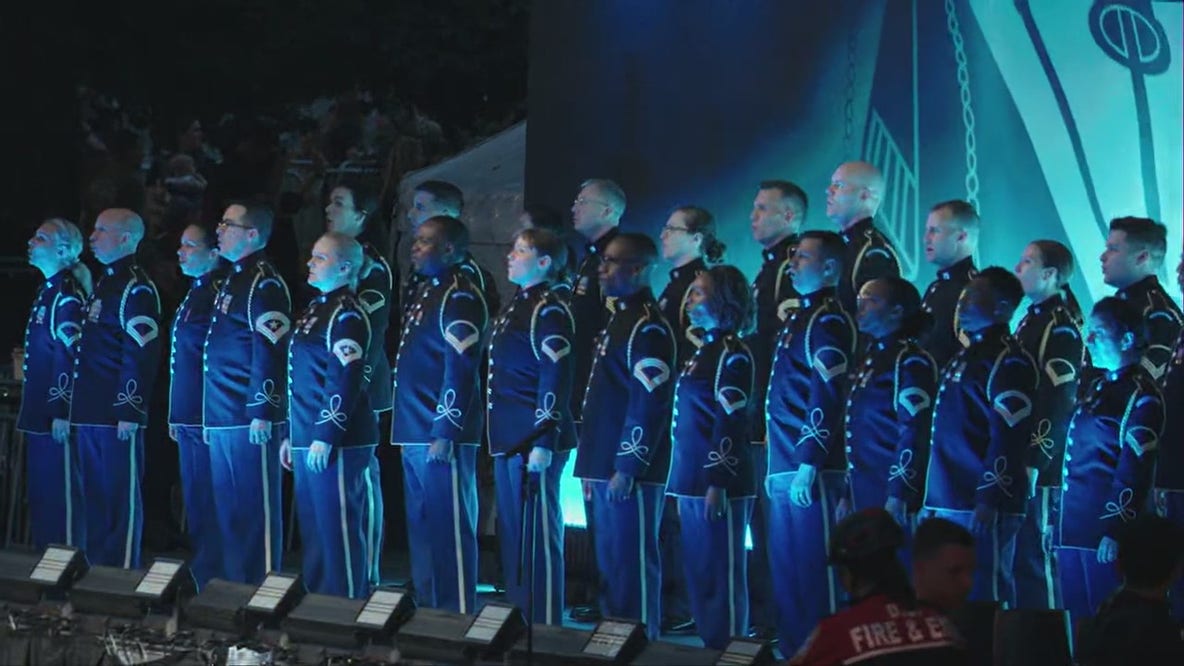 Military parade fireworks finale