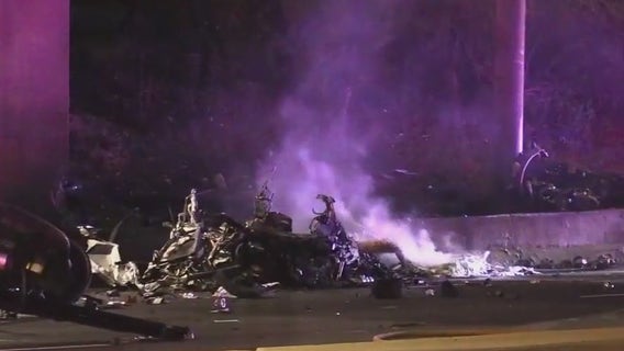 Fiery crash closes Edens Expressway at Touhy Avenue