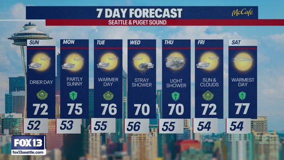 Seattle weather: drier day and sunshine returns on Sunday