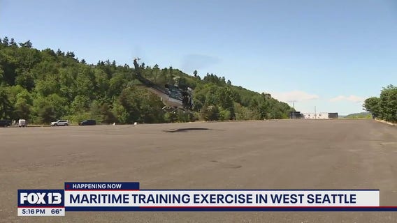 Maritime training brings police, helicopters to Seattle's Alki Beach