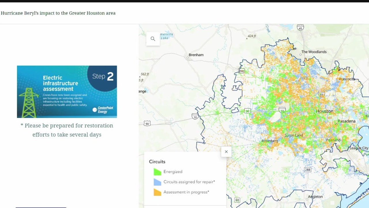 Centerpoint Releases New Restoration Map Fox 26 Houston