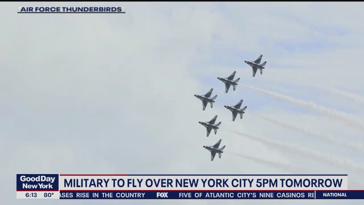 Military flyover over New York City