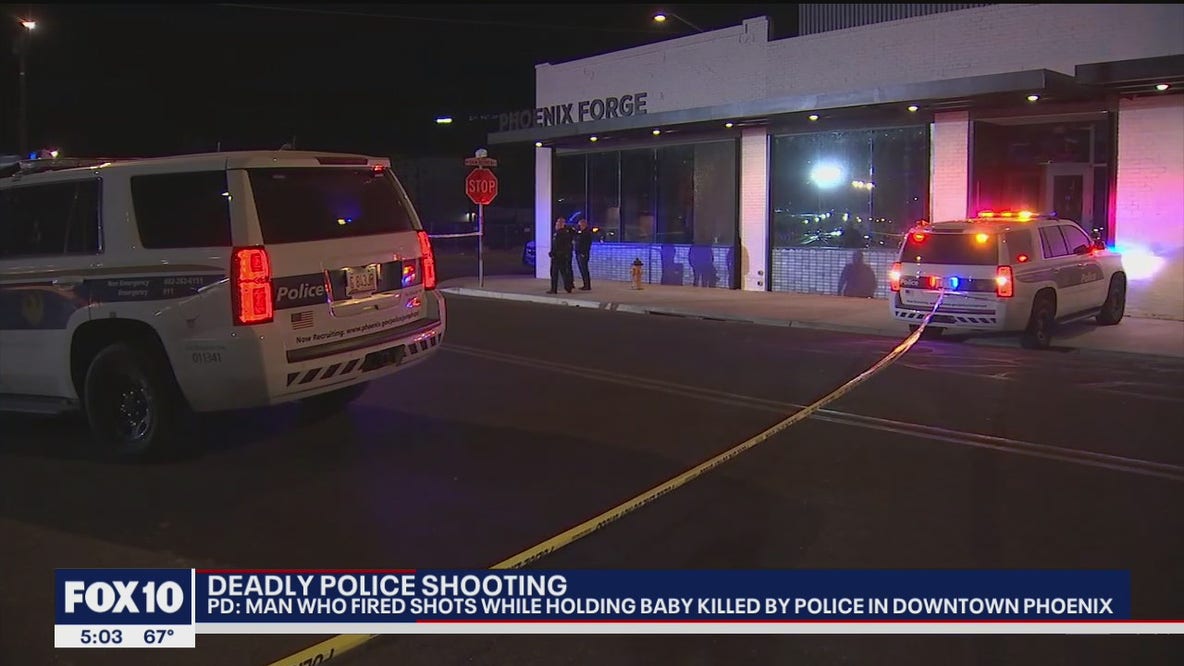 Man holding a baby, firing a gun, shot by Phoenix Police and dies
