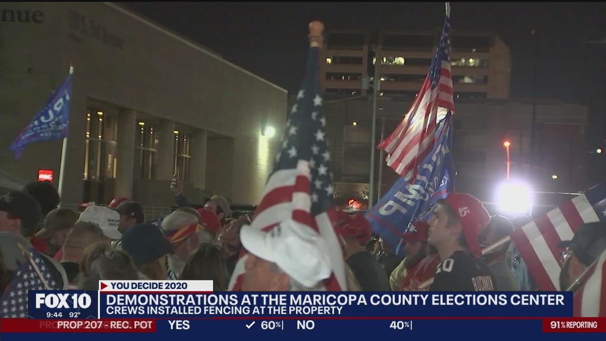 Trump supporters continue to gather outside Maricopa County Elections Center for protest
