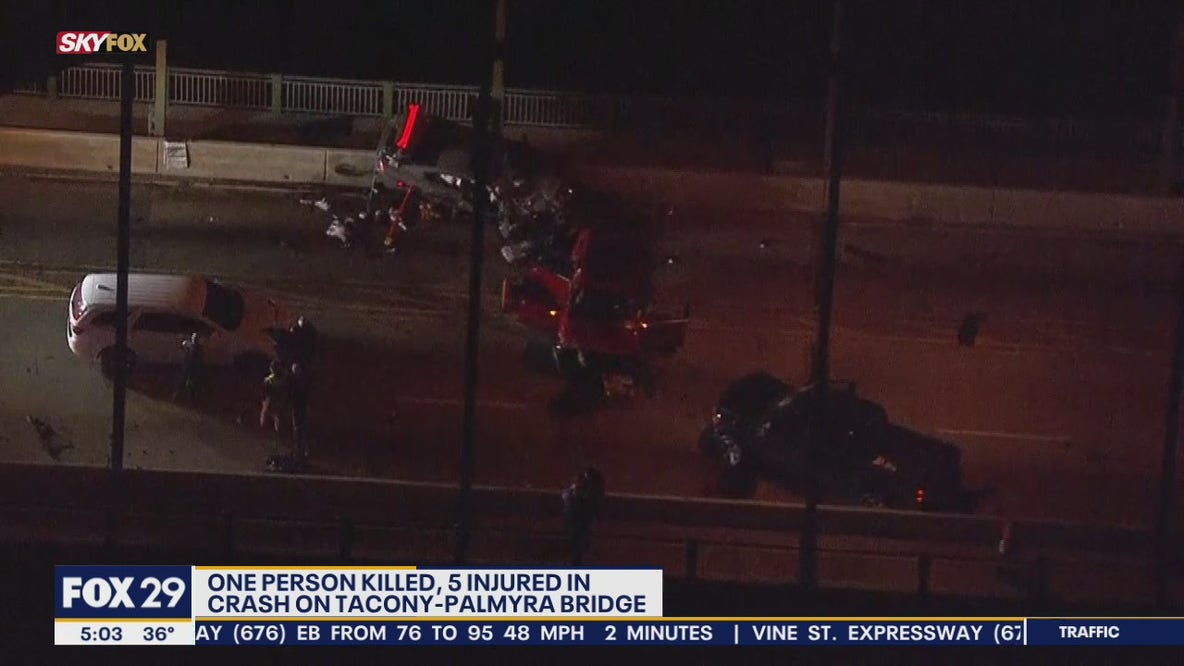 1 dead, 5 hurts in crash on Tacony-Palmyra Bridge
