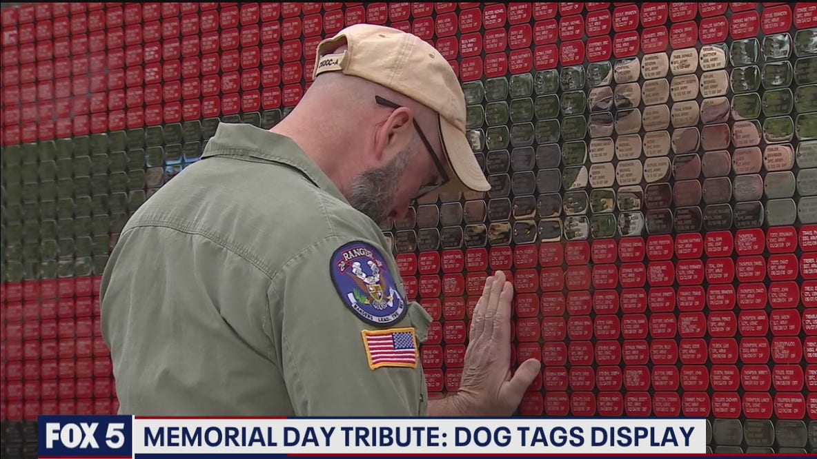 US flag memorial displays 7000 dog tags in honor of fallen service members