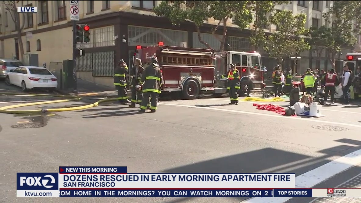 Firefighters rescue 20 people from burning building, all 60 residents displaced