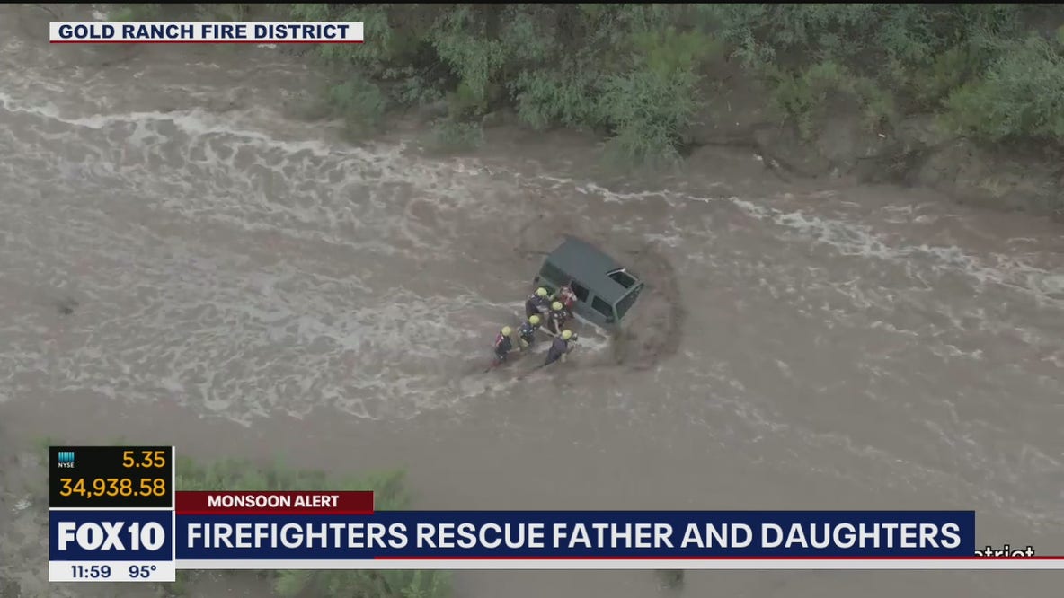 Firefighters near Tucson rescue father, daughters from floodwaters
