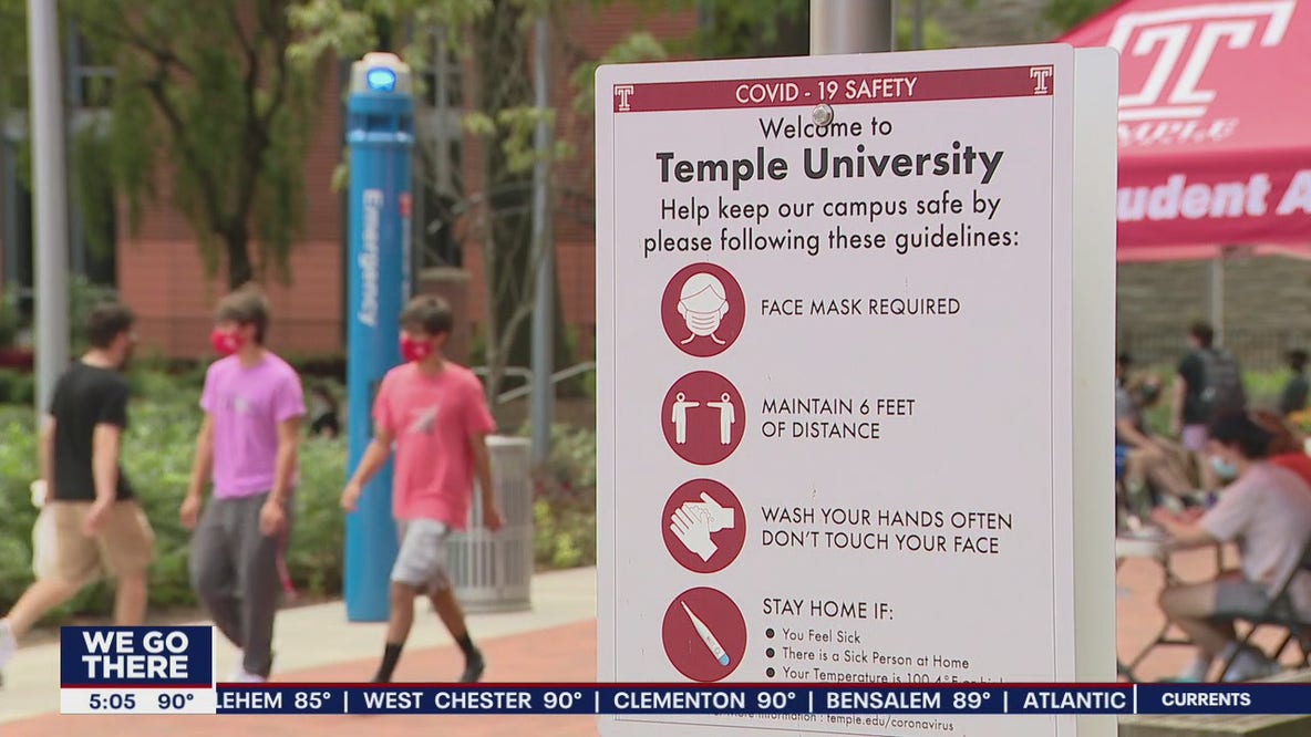 Protest held at Temple University calling for all online learning