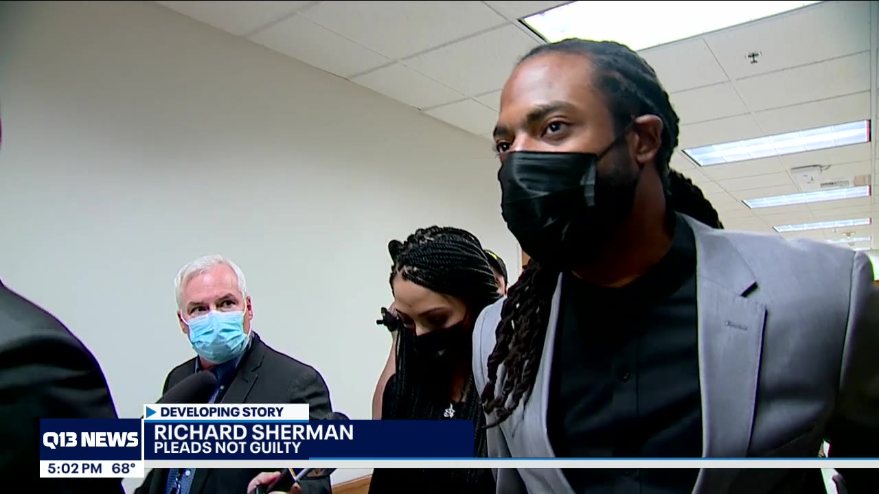 Richard Sherman appears in court on Friday pleading not guilty