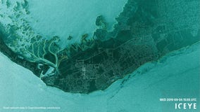 Receding flood waters from storm surge in Bahamas captured in satellite imagery
