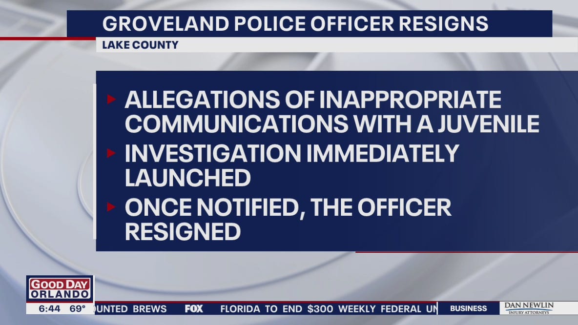 Groveland police officer resigns following allegations of inappropriate communication with juvenile
