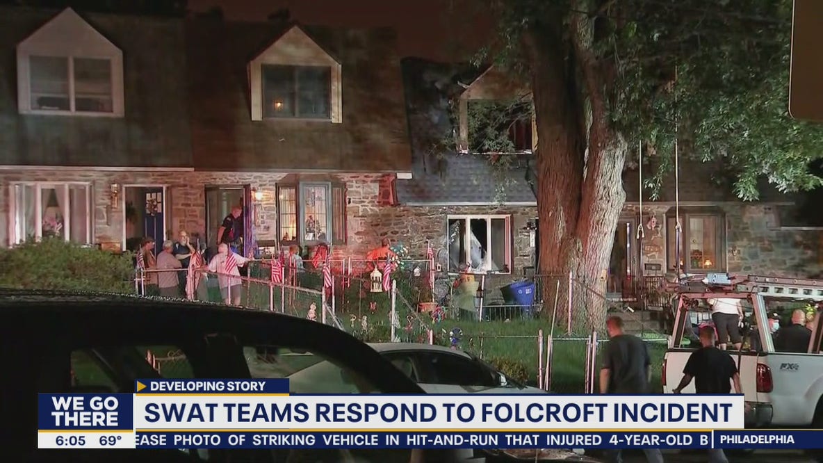 SWAT teams respond to incident involving man on roof in Folcroft