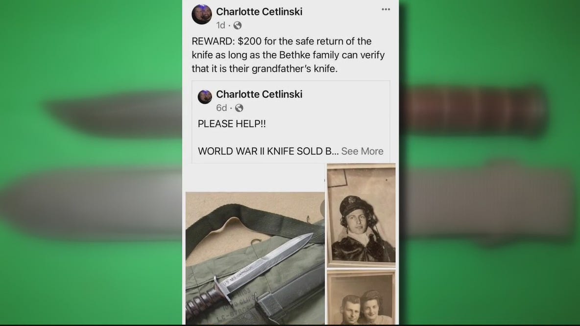 Heirloom WWII knife sold by accident in Pinckney, family wants it back