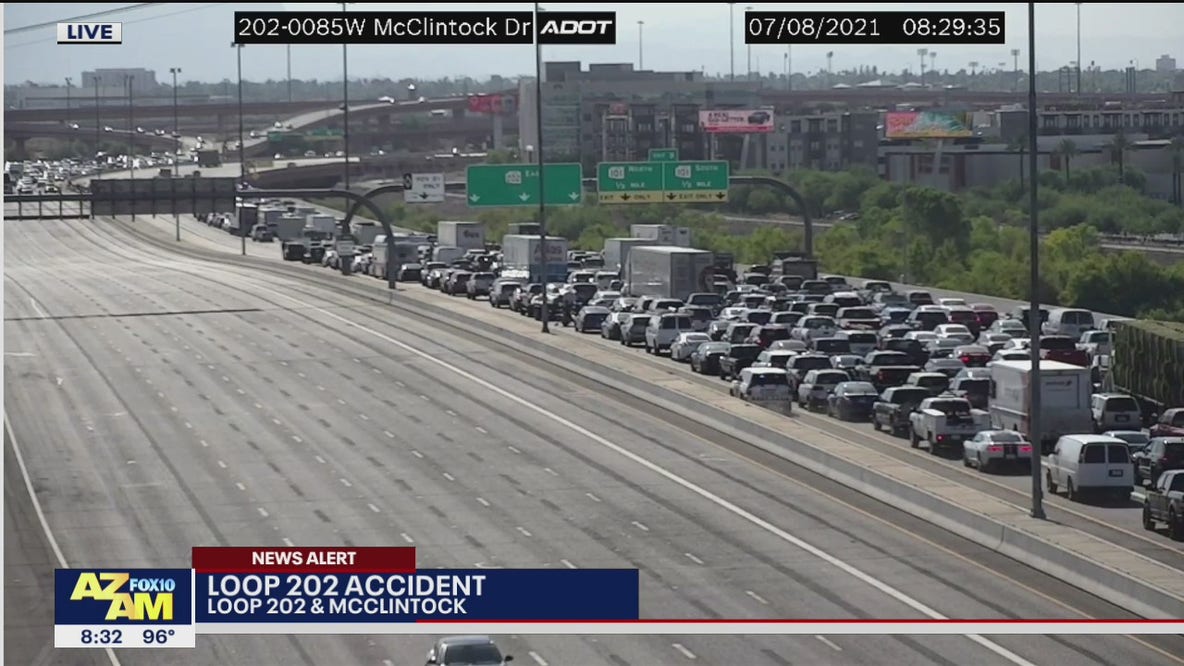Rollover crash causes major backups on Loop 202 in Tempe