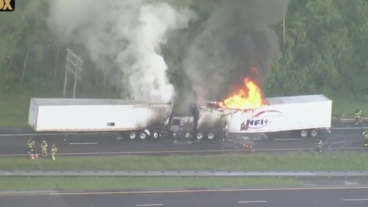 2 semi trucks involved in fiery crash on Florida Turnpike, FHP says