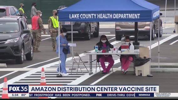 Amazon distribution center vaccine site in Lake County