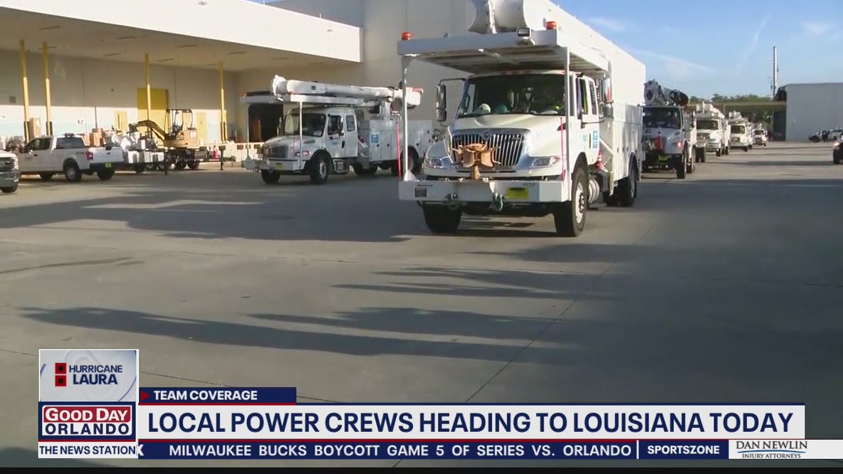 Local power crews head out to help during Hurricane Laura