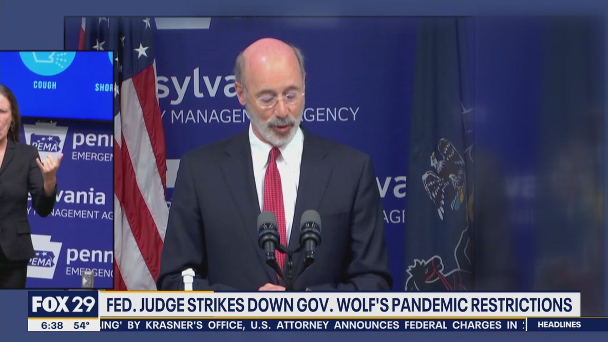 Gov. Wolf to appeal federal judge's ruling on pandemic restrictions