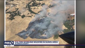 Cal Fire working wildfire in Sunol area
