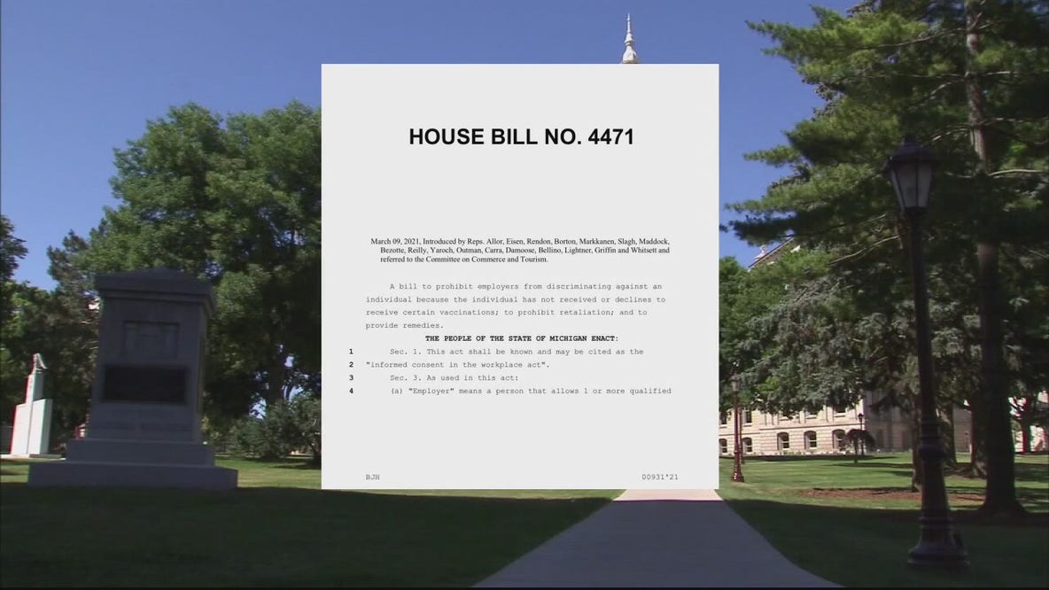 Bill would stop Michigan employers from mandating COVID-19 vaccine