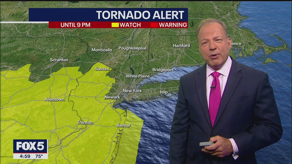 Strong storms approaching, tornado watch for NJ
