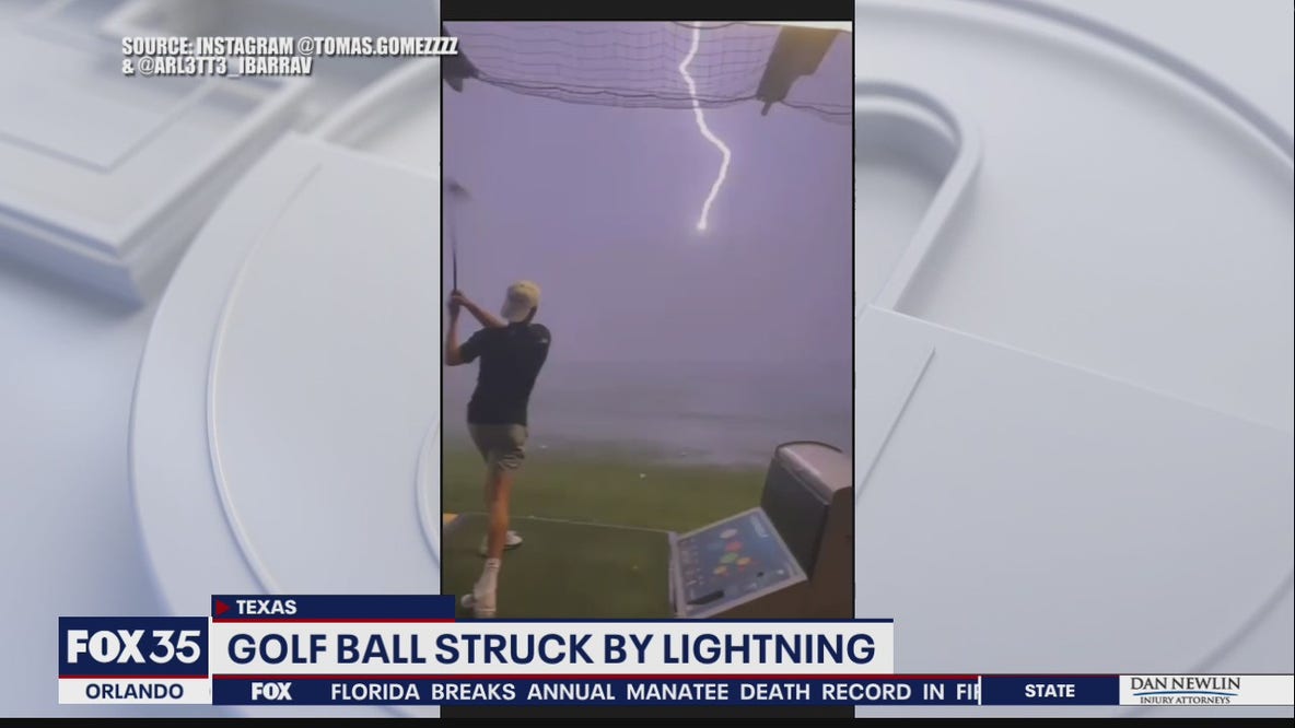 Video shows moment teen's golf ball is struck by lightning at Top Golf