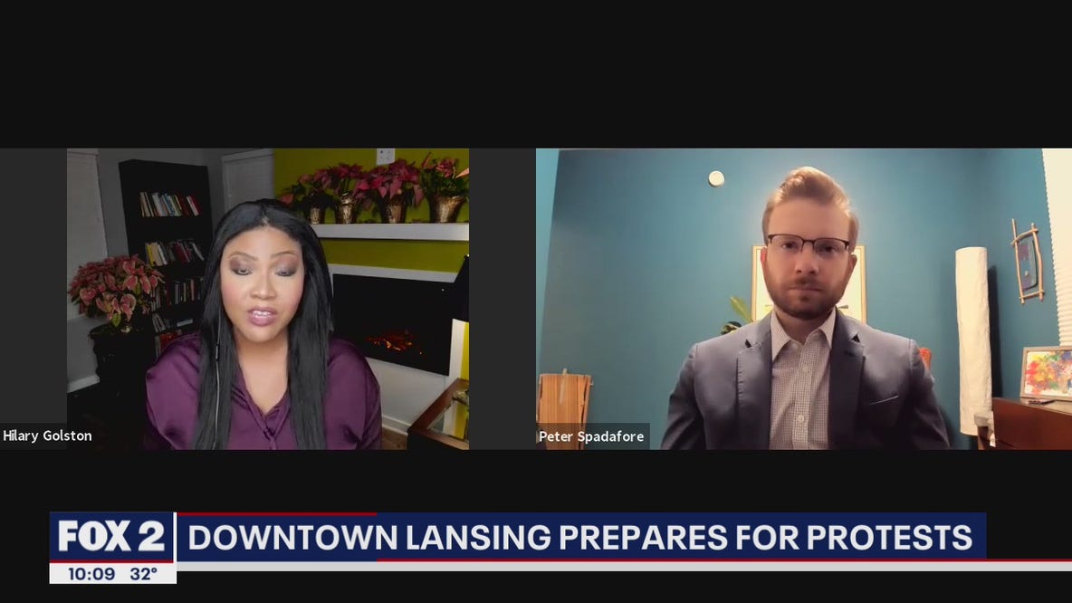 Lansing's City Council President Peter Spadafore speaks on Capitol Protest