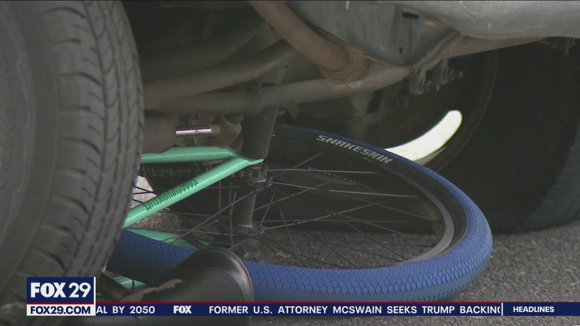 Philadelphia police investigate accident involving a pickup truck and a boy hit riding a bike