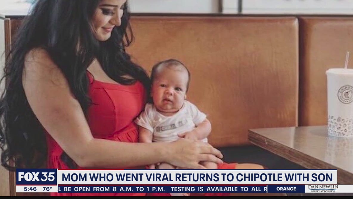 Mom who went viral with Chipotle maternity photos returns with son