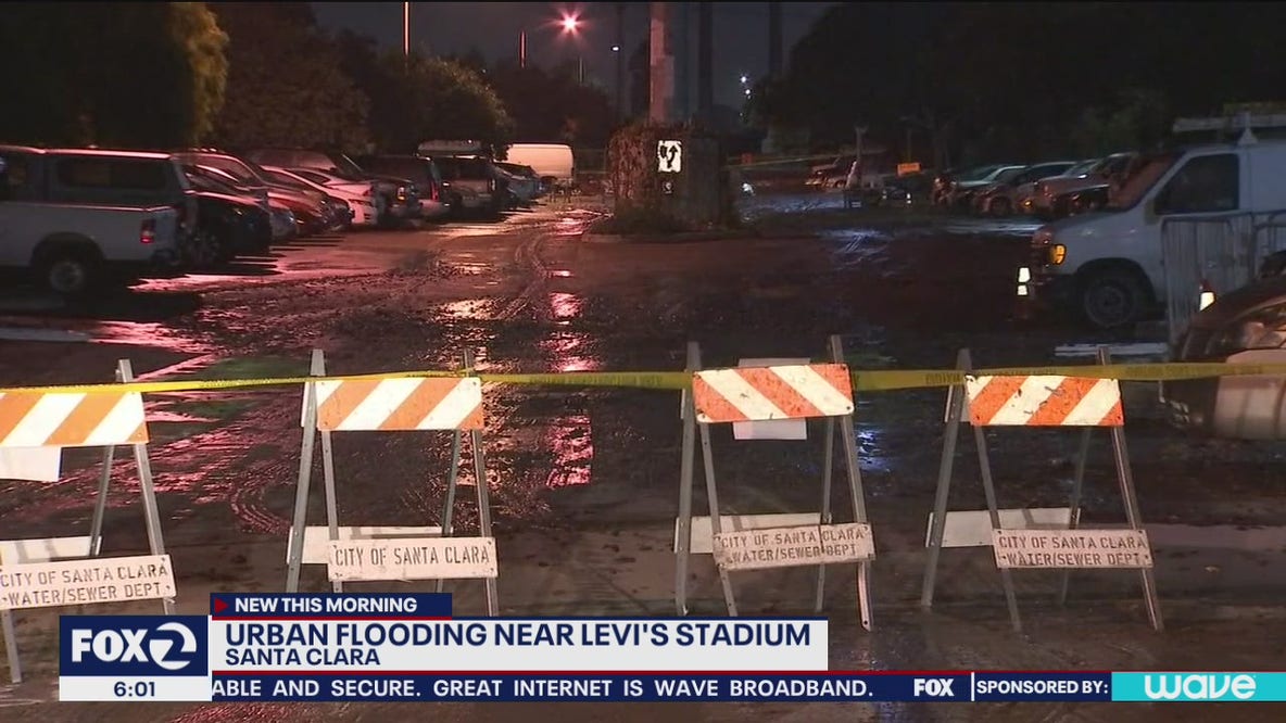 Urban flooding near Levi's Stadium in Santa Clara